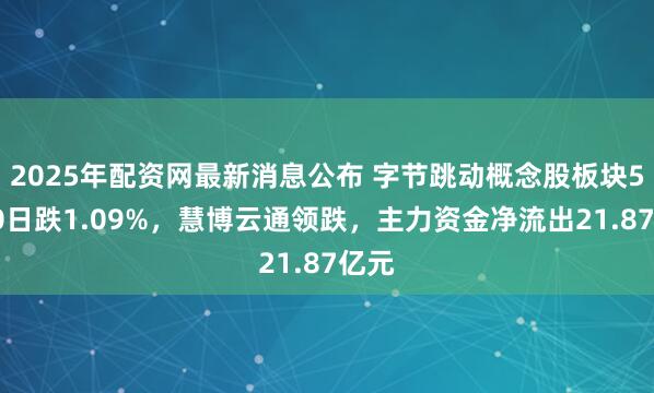 2025年配资网最新消息公布 字节跳动概念股板块5月30日跌1.09%，慧博云通领跌，主力资金净流出21.87亿元